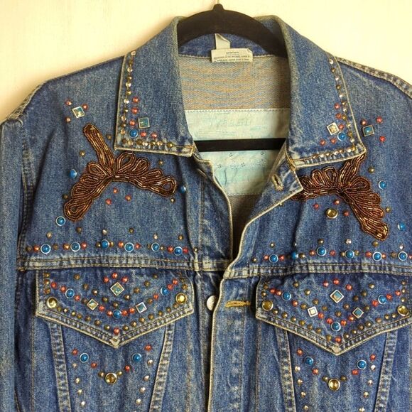 Freego Vintage Western Oversized Jacket with Studs and Rhinestones M - Picture 3 of 9